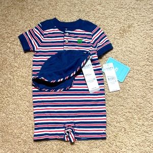 Chaps 2 piece boys 9M outfit/hat NWT